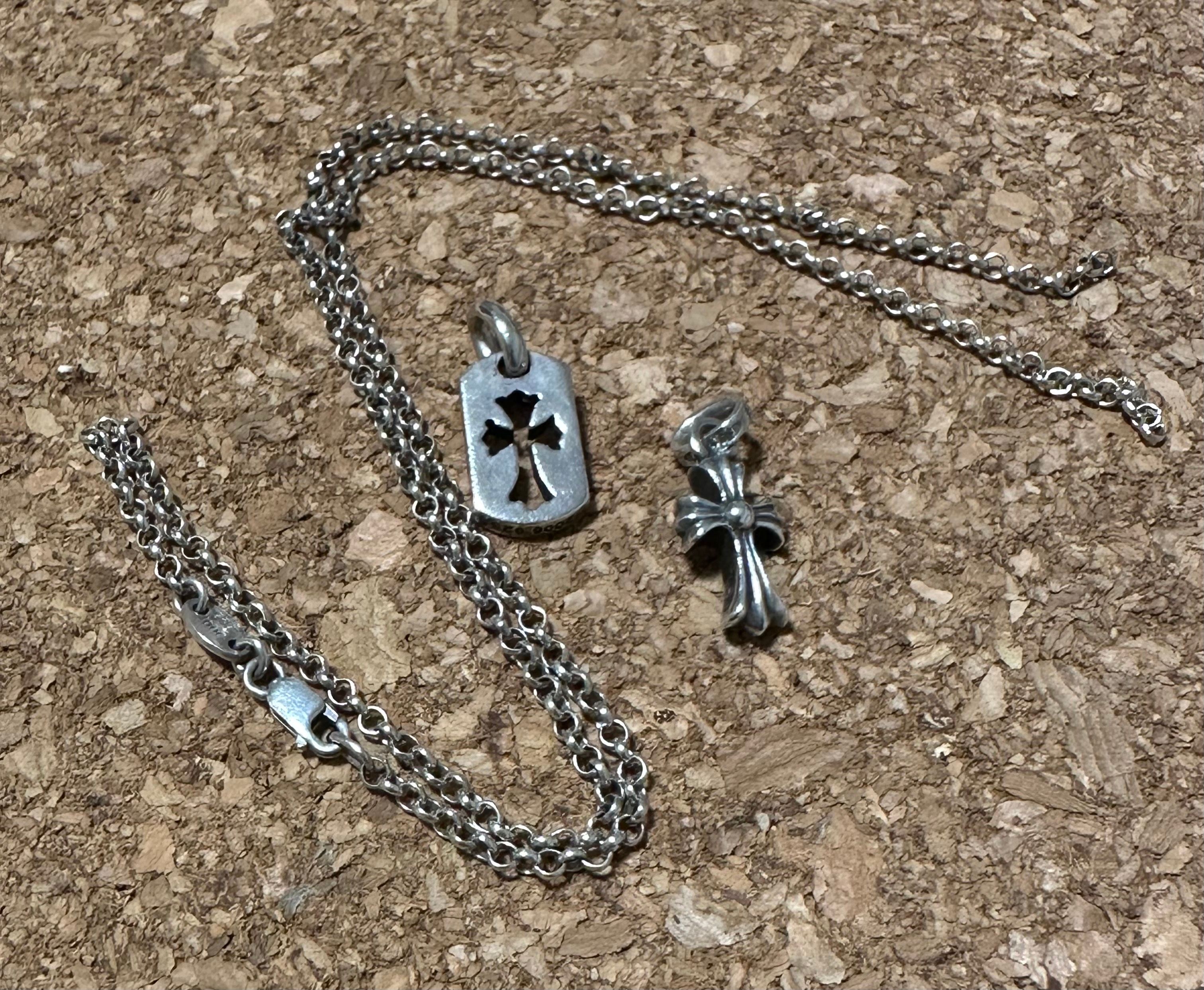 Chrome Hearts Dog Tag Tiny Cut Out Cross "Silver"