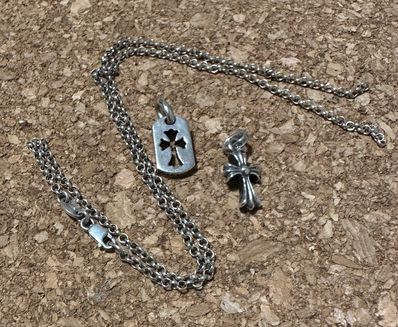 Chrome Hearts Dog Tag Tiny Cut Out Cross "Silver"