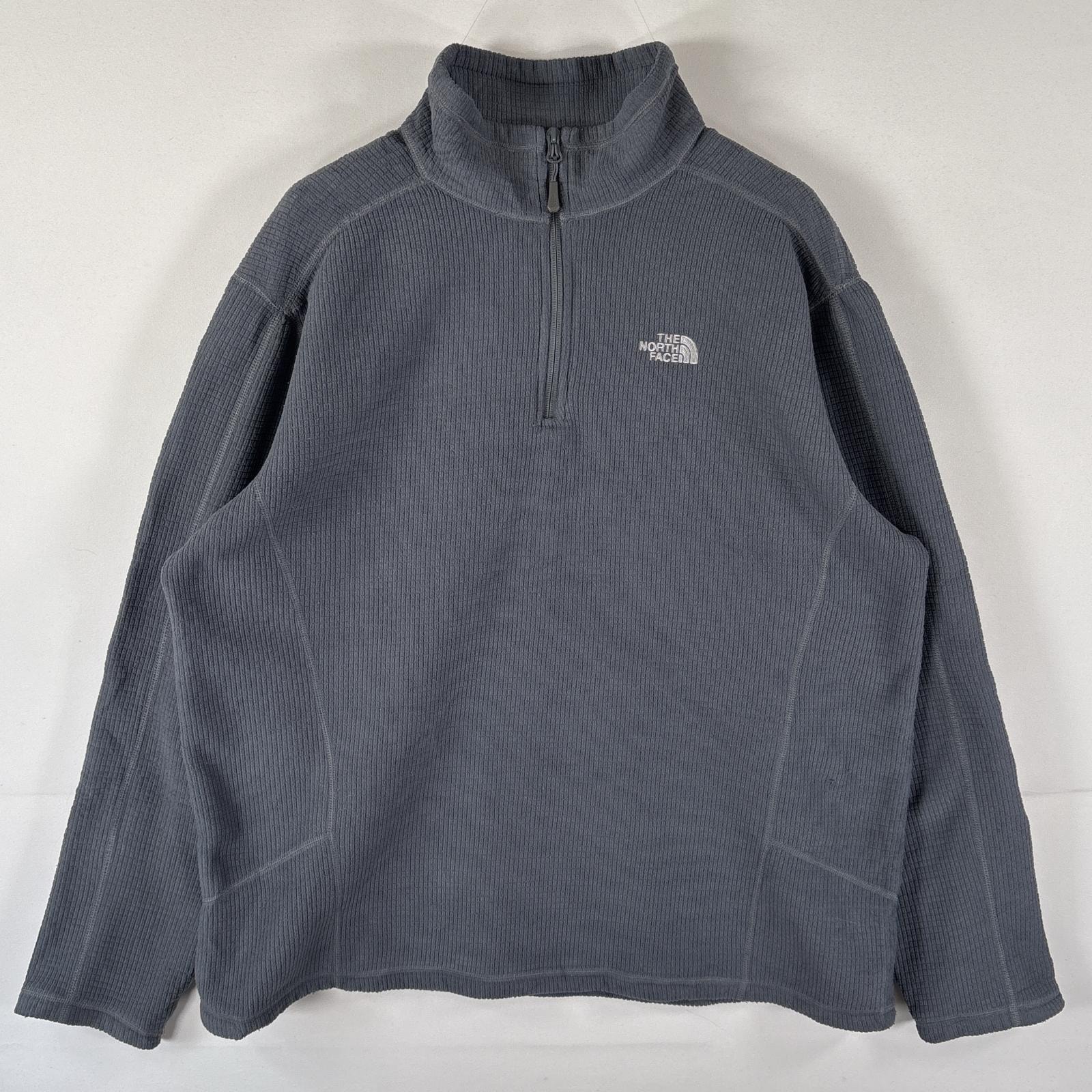 古着 ザ・ノースフェイス THE NORTH FACE ハーフジップフリースジャケット トレーナー アウトドア ワンポイントロゴ刺繍 大きいサイズ XL グレー系 メンズ
