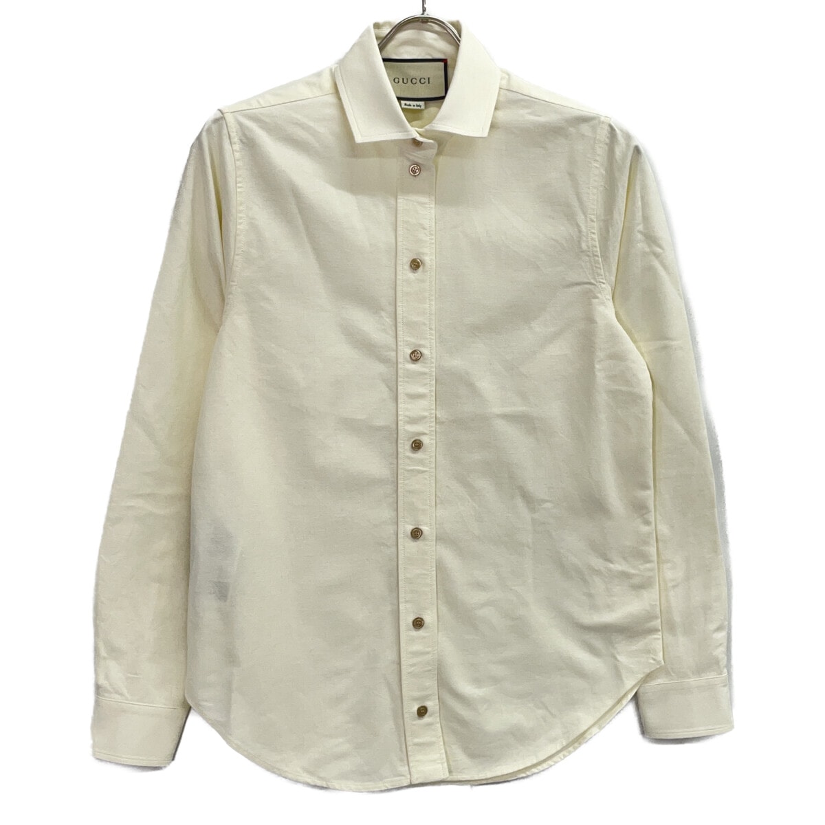 グッチ 621212 アイボリー コットン ロングスリーブシャツ 38