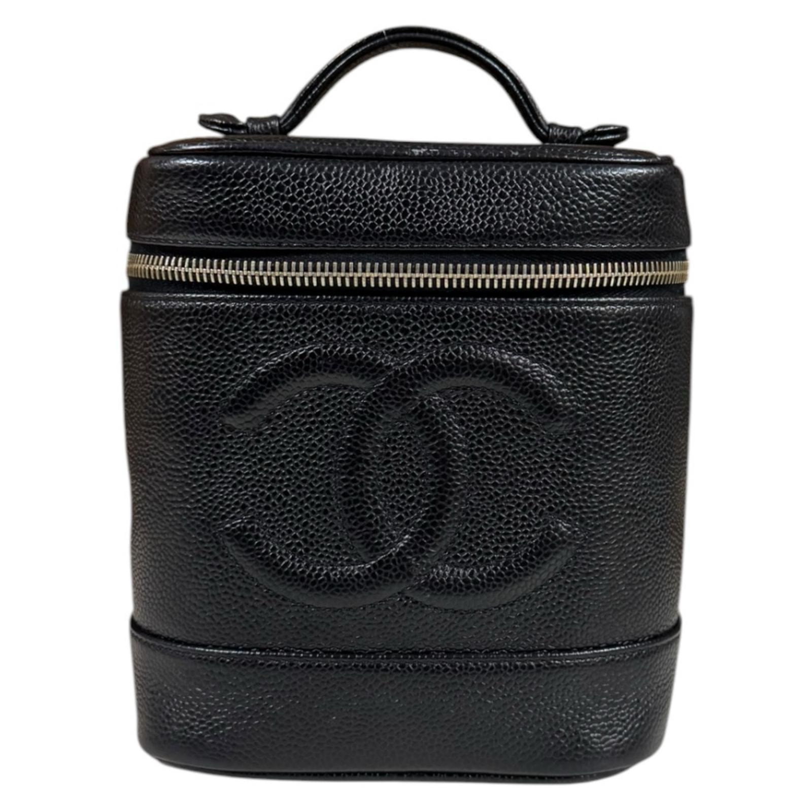 シャネル 縦型バニティ ココマーク ハンドバッグ キャビアスキン A01998 ブラック レディース CHANEL 中古