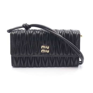ミュウ ミュウ Miu Miu マテラッセ ショルダーバッグ バッグ レザー レディース ブラック系 5MT025AFPPF0002 【新品】