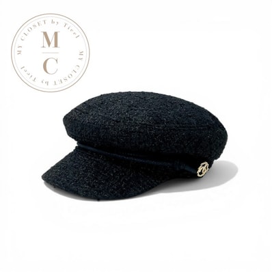 シャネル CHANEL キャップ 帽子 ブラック ゴールド ココマーク ツイード キャスケット