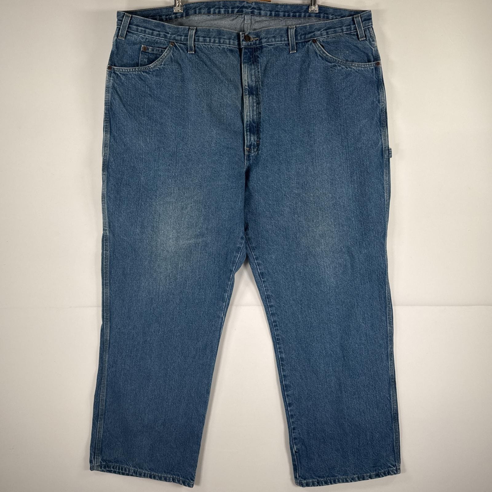 古着 ディッキーズ Dickies デニムパンツ ジーパン ワンポイント ロゴ ワークパンツ ペインターパンツ 大きいサイズ 特大 ブルー メンズ