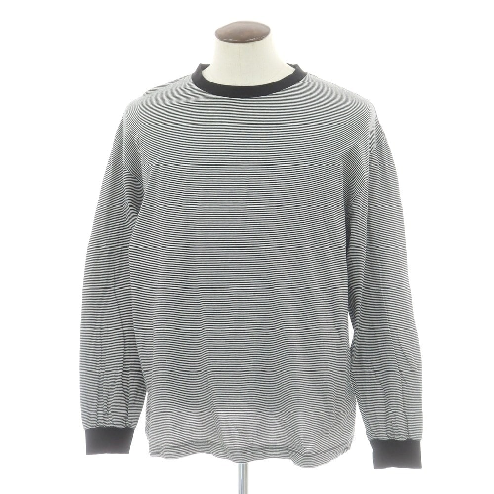 【中古】ソフネット SOPHNET. コットン ボーダー クルーネック 長袖Tシャツ ブラックxホワイト【サイズXL】【メンズ】