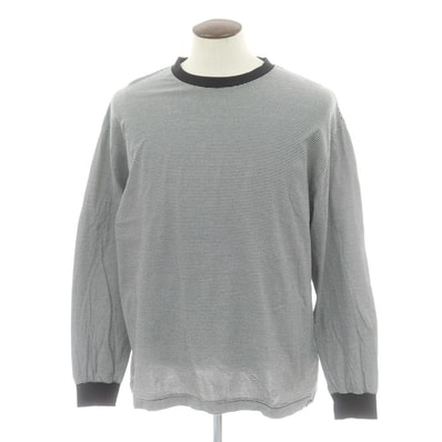 【中古】ソフネット SOPHNET. コットン ボーダー クルーネック 長袖Tシャツ ブラックxホワイト【サイズXL】【メンズ】