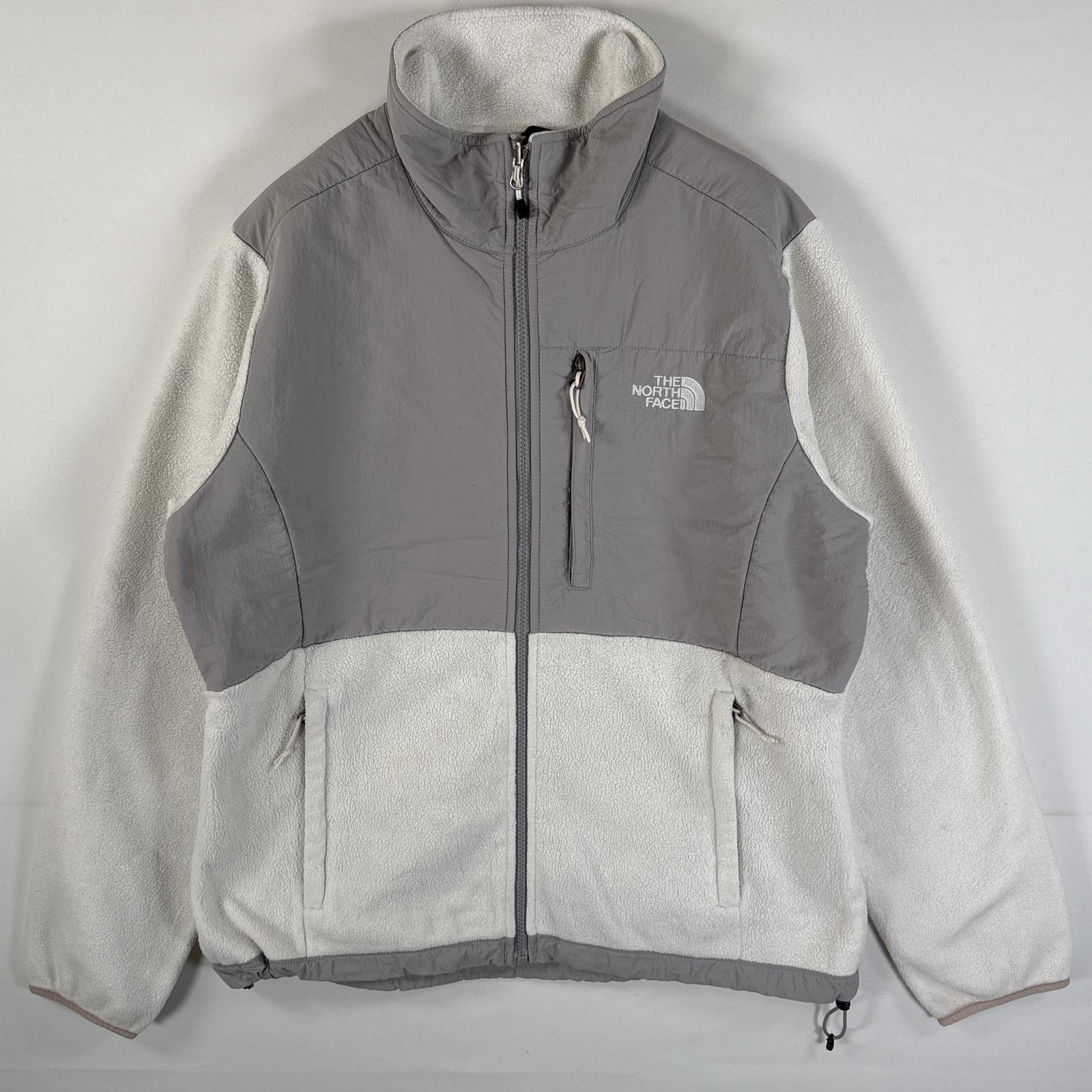 古着 ザ・ノースフェイス THE NORTH FACE フリースジャケット フルジップ デナリジャケット ワンポイント L ホワイト グレー レディース