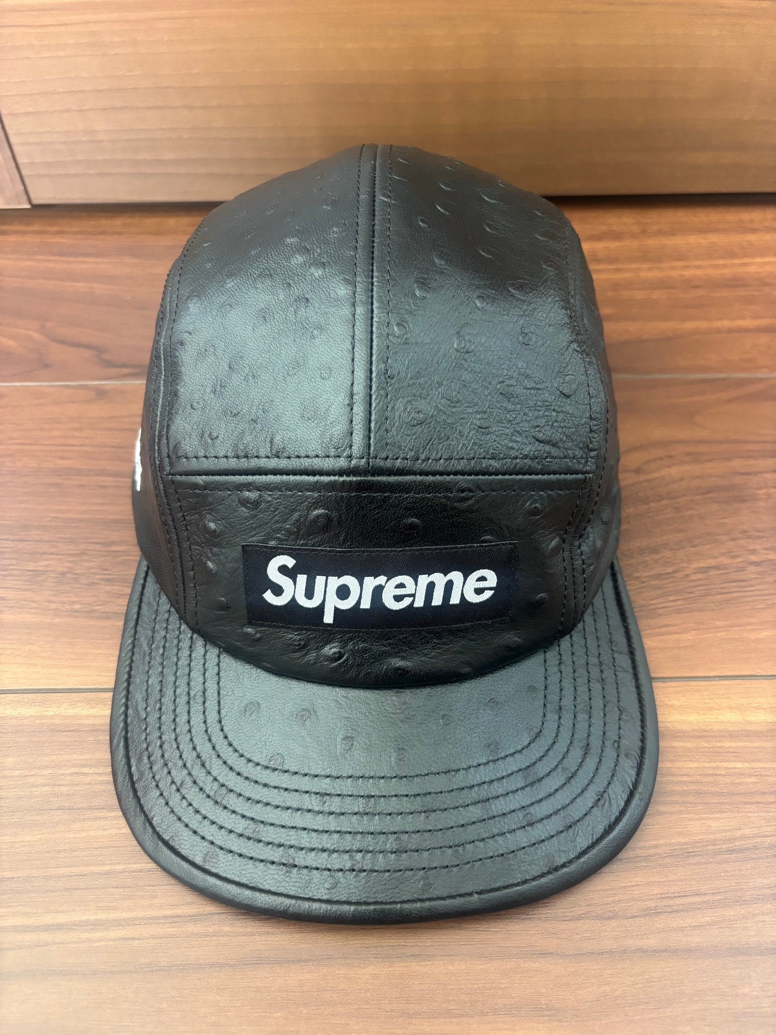 Supreme Ostrich Embossed Leather GORE-TEX Camp Cap "Black"