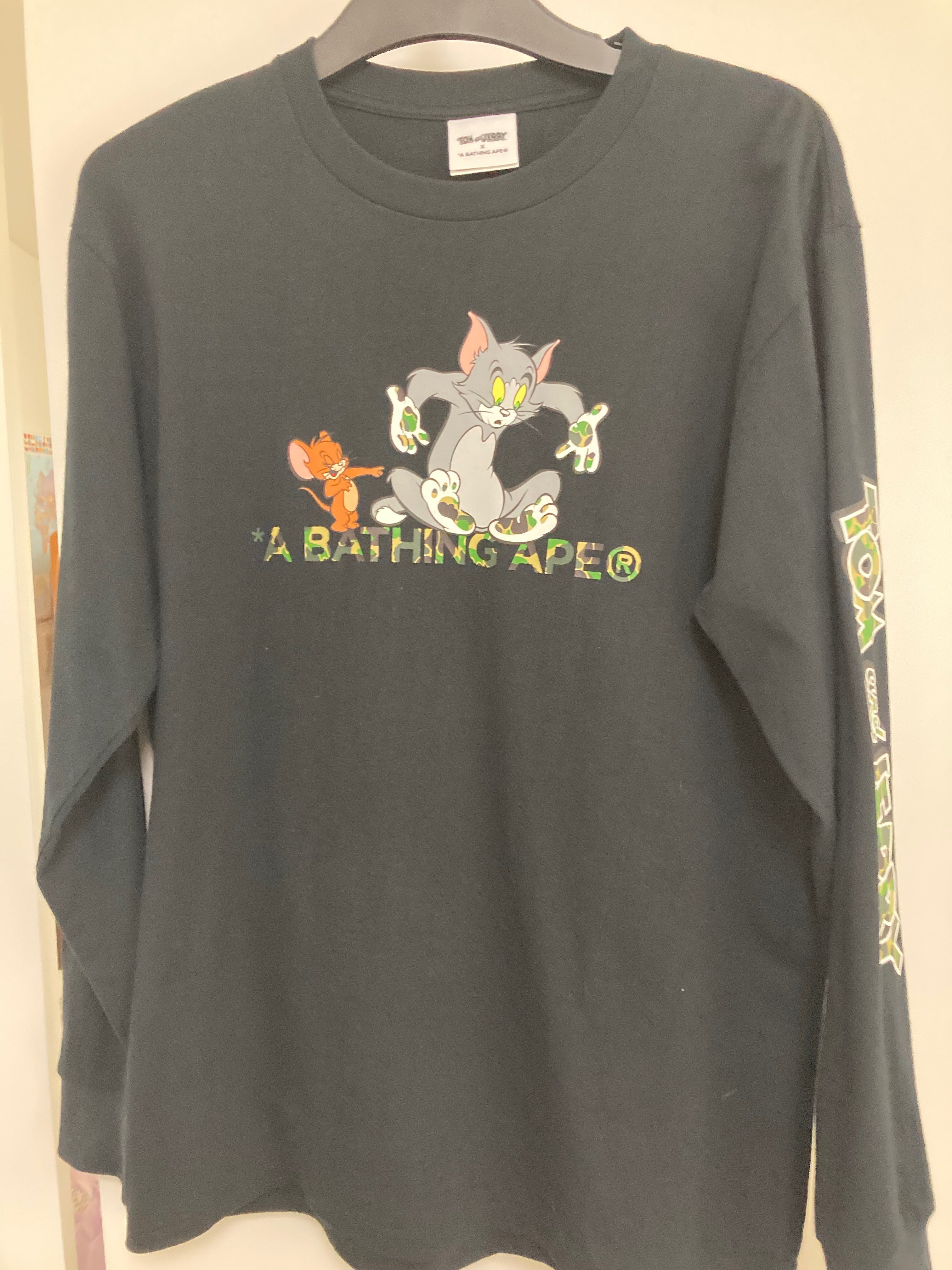 A BATHING APE / TOM AND JERRY FOOTPRINTS L/S TEE "Black"