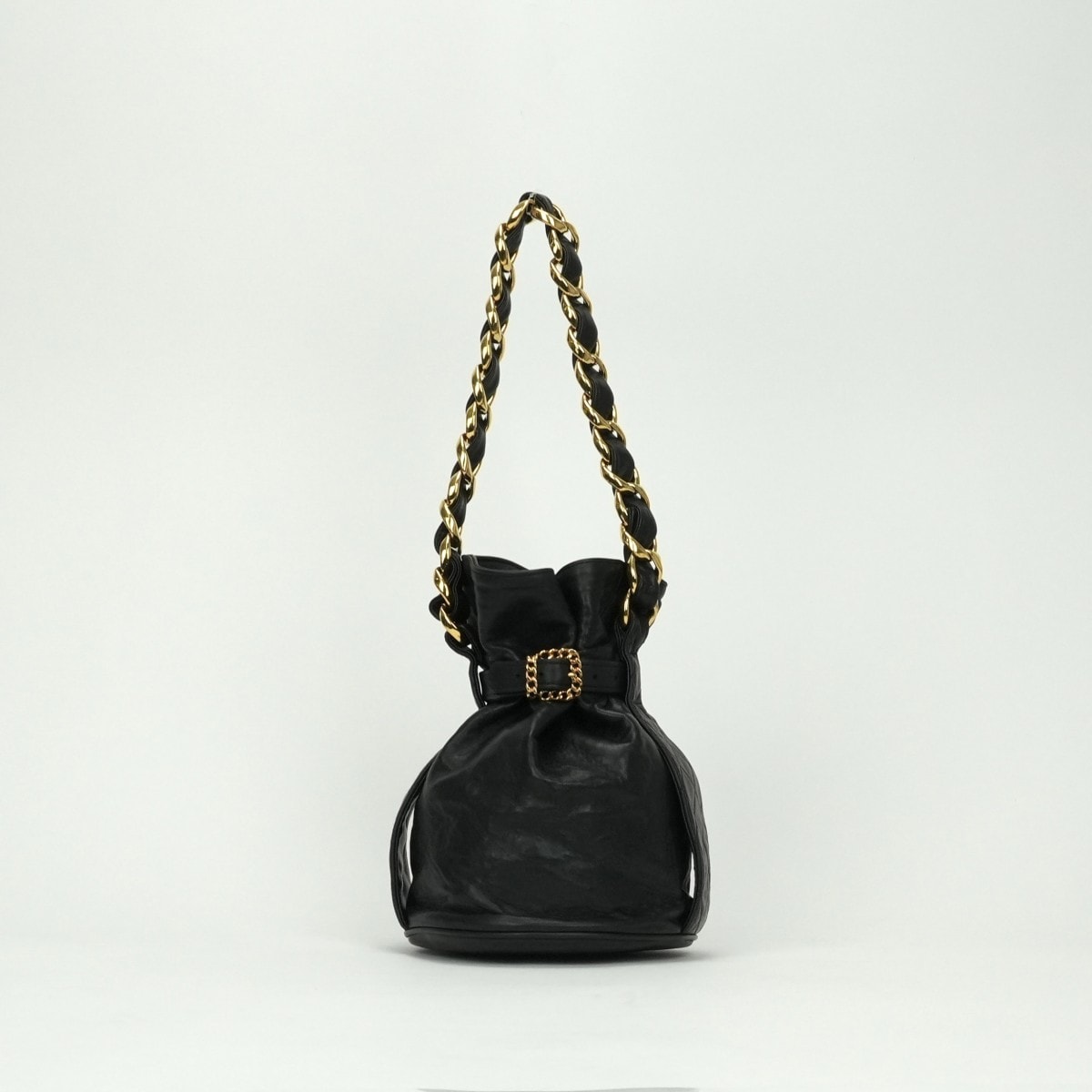 シャネル CHANEL バッグ ショルダーバッグ ラムスキン ブラック Black 黒 ゴールド金具 巾着 チェーンショルダーバッグ ココマーク