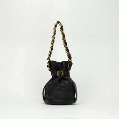 シャネル CHANEL バッグ ショルダーバッグ ラムスキン ブラック Black 黒 ゴールド金具 巾着 チェーンショルダーバッグ ココマーク
