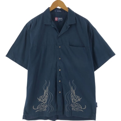 古着 90年代 ラルフローレン Ralph Lauren CHAPS チャップス トライバル柄 半袖 オープンカラー コットンシャツ メンズL相当/eaa534589