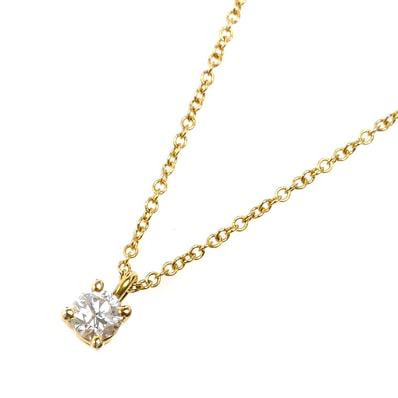 TIFFANY&Co. ティファニー K18YG イエローゴールド ソリティア ネックレス ダイヤモンド 1.8g 43.5cm レディース【中古】