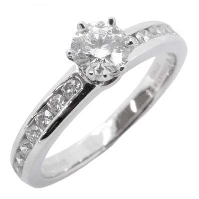 【6jdb0408-06】ティファニー リング ソリティア チャネルセッティング Pt950 プラチナ ダイヤモンド 0.32ct 7.5号【中古】レディース