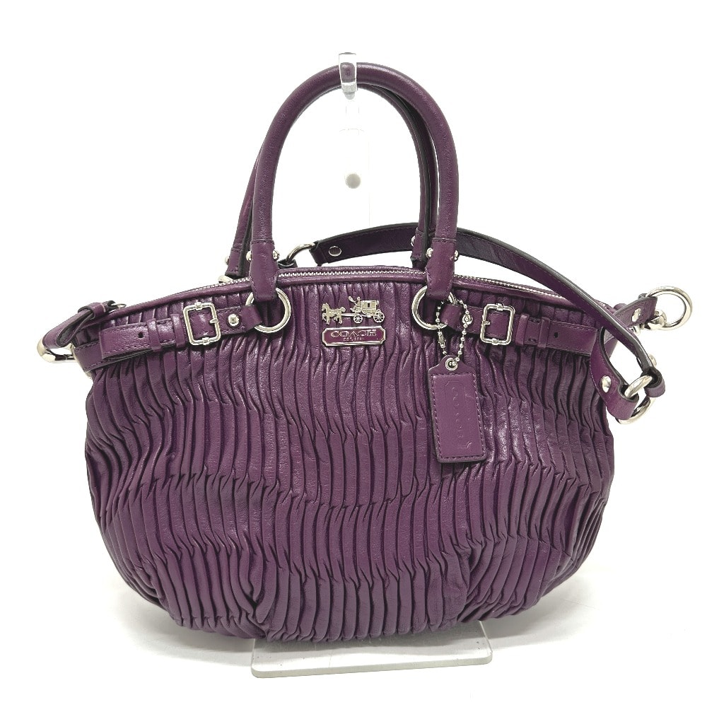 コーチ COACH マディソン ギャザード 18620 カバン 2WAY ハンドバッグ 肩掛け ワンショルダー ショルダーバッグ レザー パープル