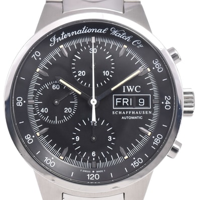 値下 IWC SCHAFFHAUSEN IW370708 GST クロノグラフ デイデイト ブラック 自動巻き メンズ 良品 腕時計 G#150211
