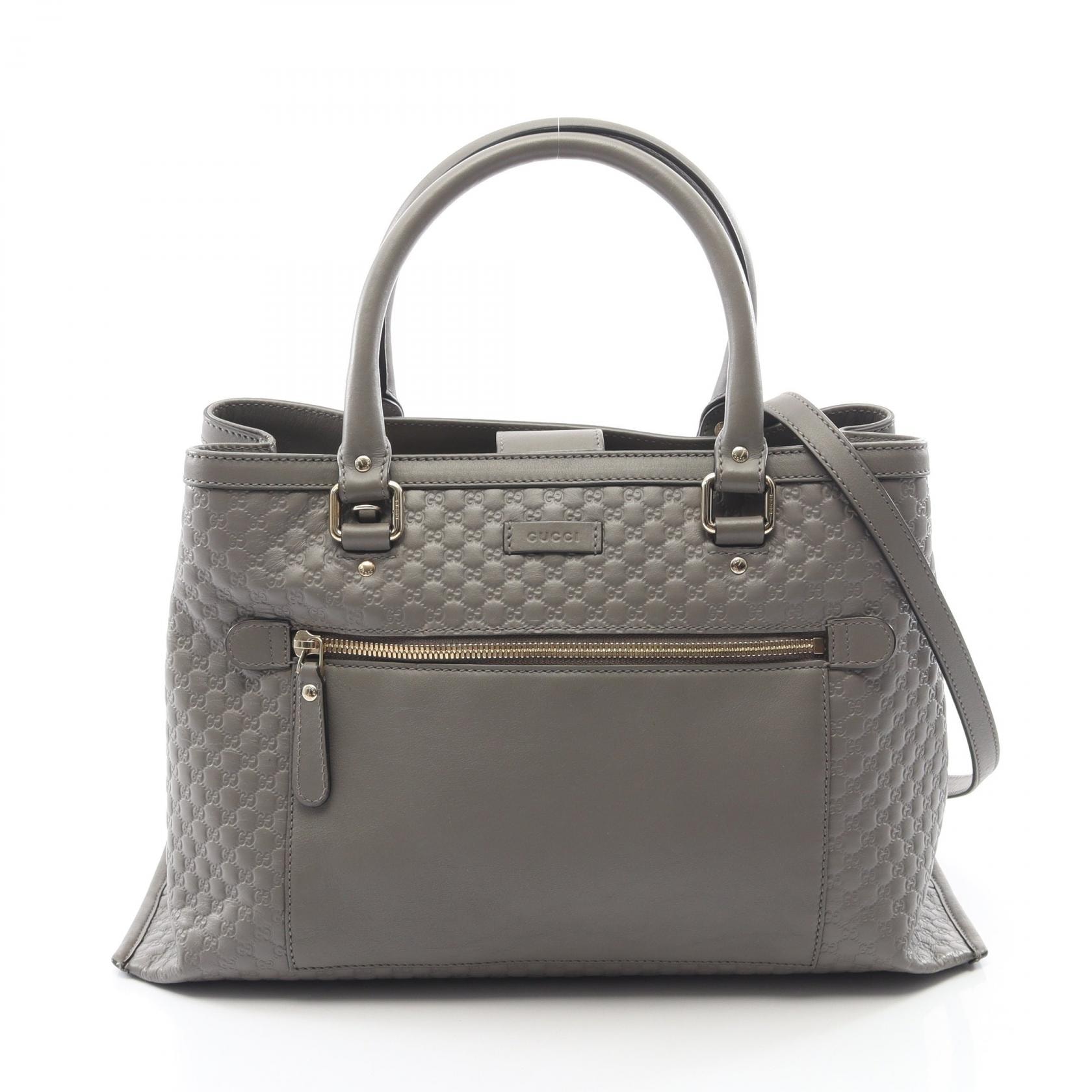 グッチ GUCCI マイクログッチシマ 2WAY ハンドバッグ バッグ レザー レディース グレー系 510291 【中古】