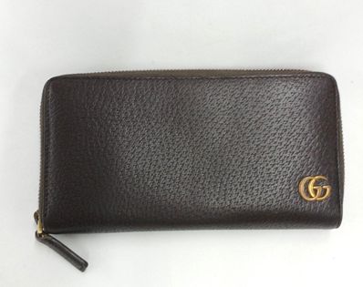 GUCCI GG Marmont Leather Zip Around Wallet "Black/Gold"