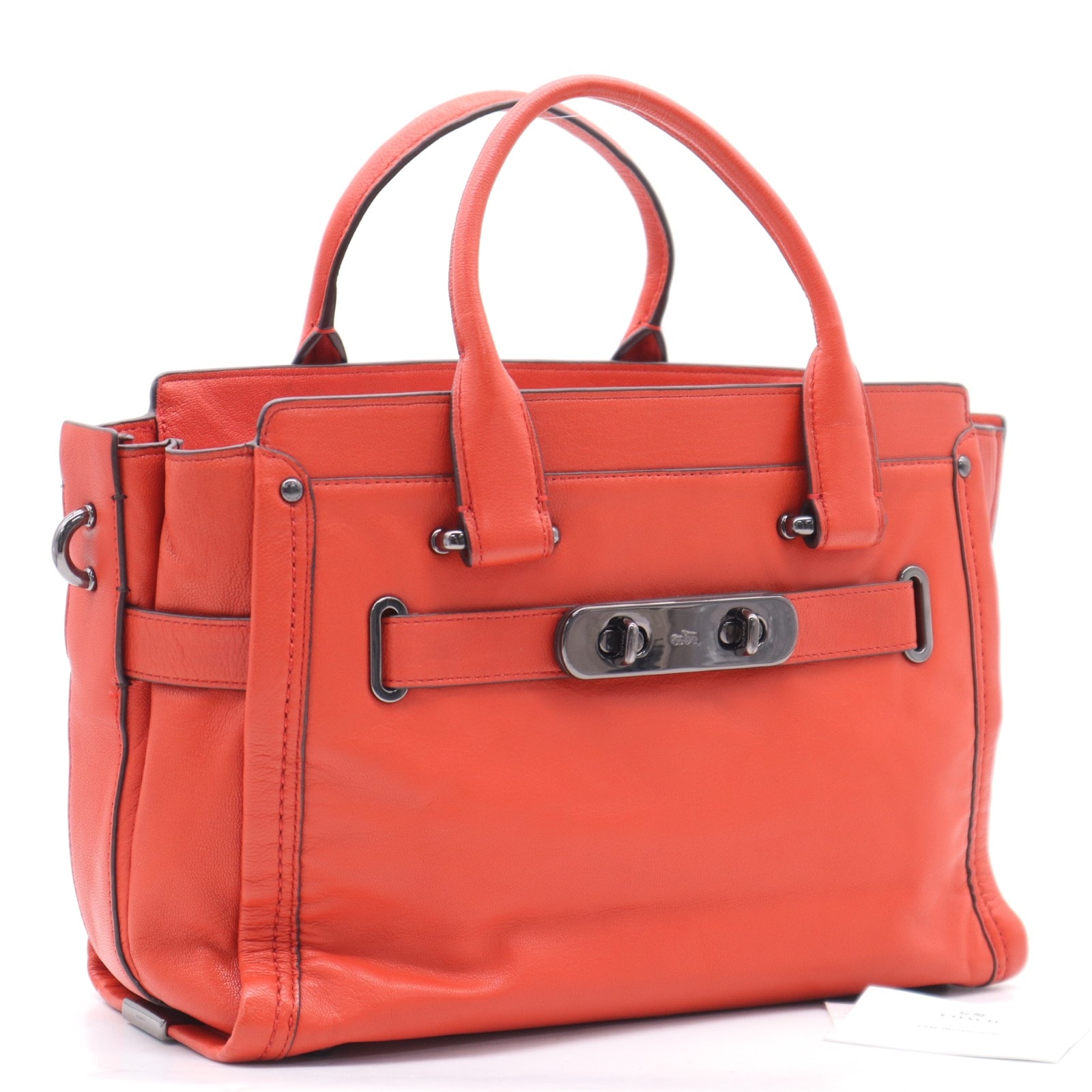 美品 COACH コーチ レザー スワッガー27 キャリーオール 37732 ハンドバッグ オレンジ レザー レディース