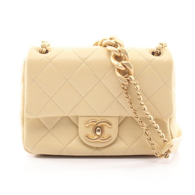 シャネル CHANEL ミニマトラッセ ショルダーバッグ バッグ レザー レディース イエロー系 【中古】