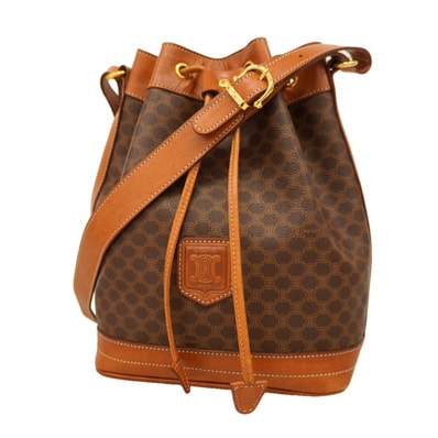 【6cd4613】セリーヌ ショルダーバッグ マカダム PVC ブラウン ゴールド金具【中古】レディース