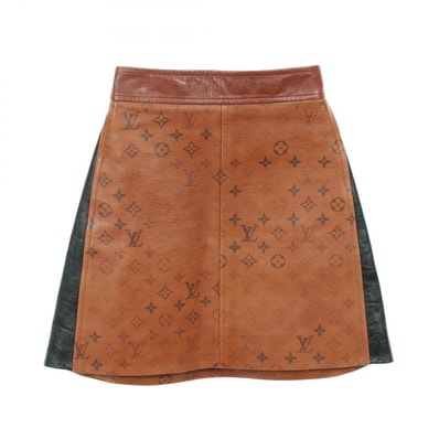 ルイ・ヴィトン LOUIS VUITTON モノグラム バイカラージップアップ スカート 衣料品 ボトムス レザー レディース ブラウン系 / ブラック系 FJLS05YDB 【中古】