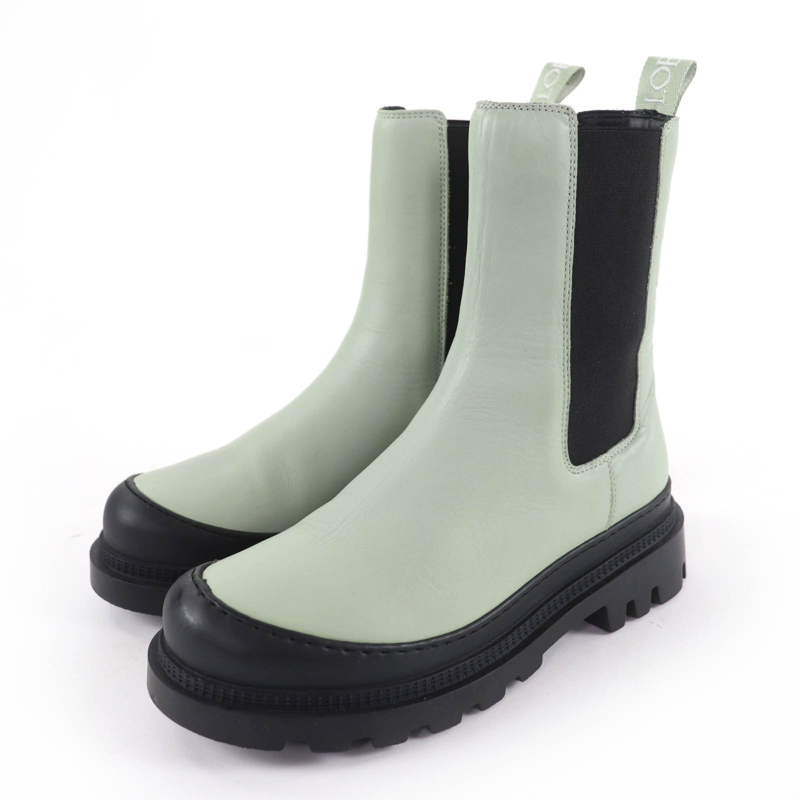 極美品 ロエベ ショートブーツ グリーン レディース 38