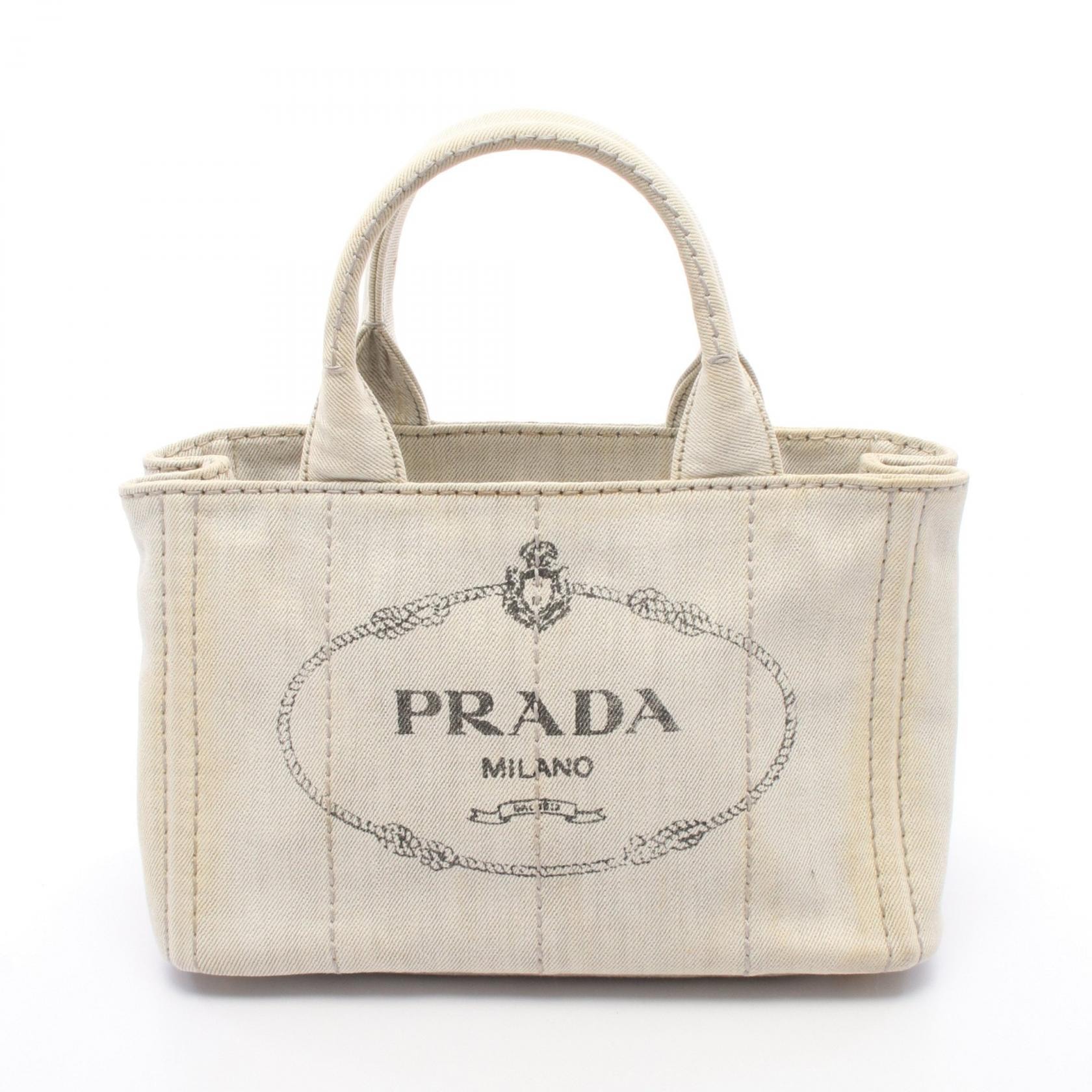 プラダ PRADA CANAPA カナパ トートバッグ バッグ キャンバス レディース グレー系 【中古】