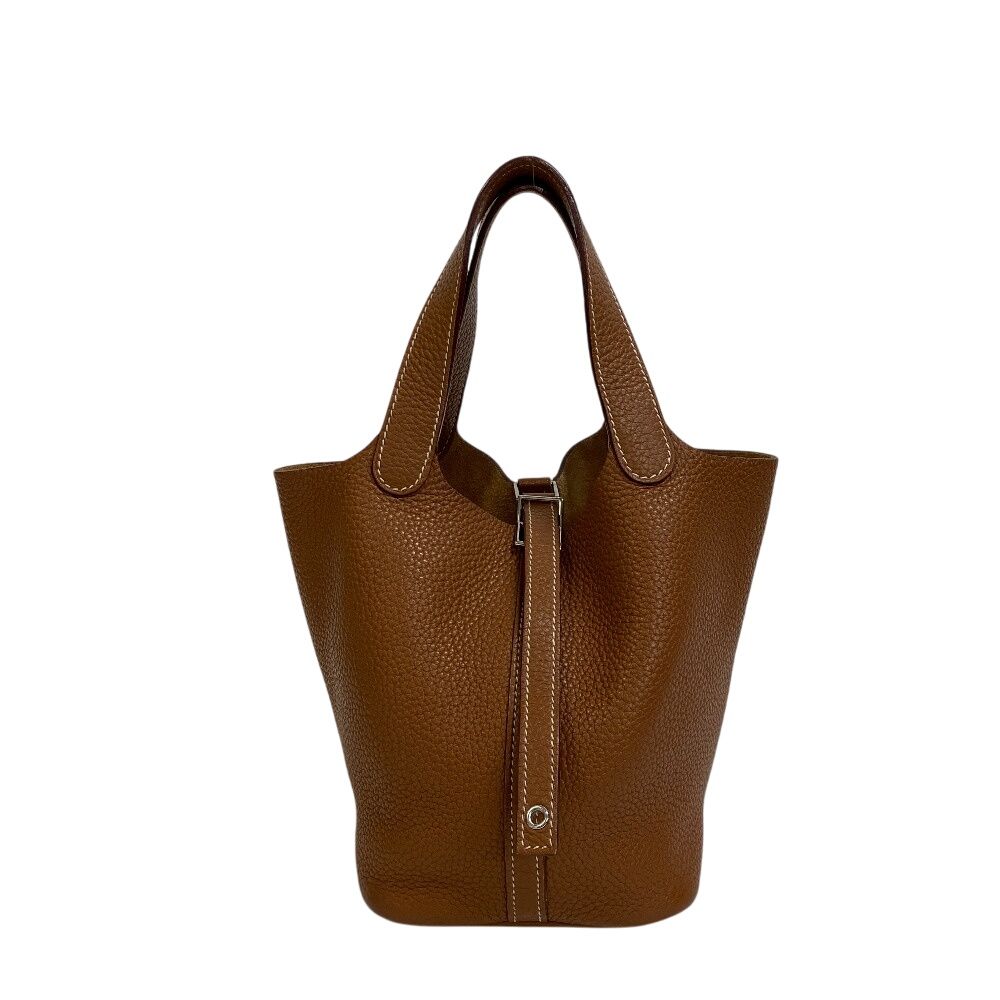 エルメス HERMES ハンドバッグ ピコタンロックPM ゴールド金具 □O ブラウン