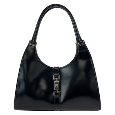 超美品 GUCCI グッチ ジャッキー ブラック 黒 シルバー金具 レザー ショルダーバッグ 506839 【中古】