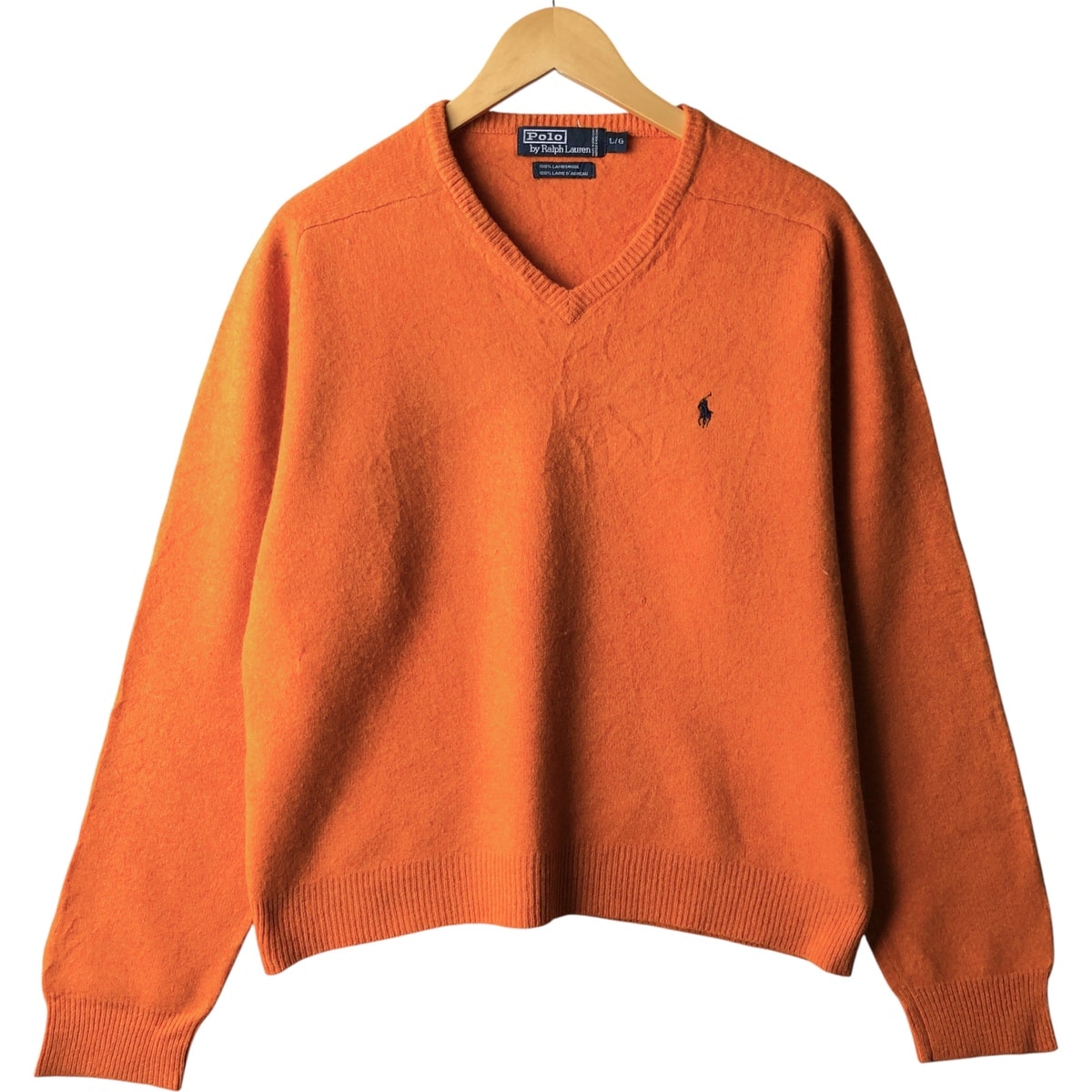 古着 ラルフローレン Ralph Lauren POLO by Ralph Lauren Vネック ラムウールニットセーター メンズL相当/eaa601255
