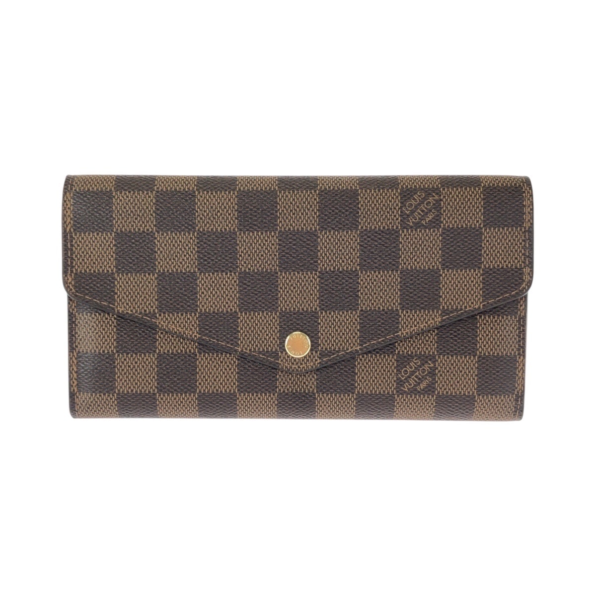 美品 LOUIS VUITTON ルイヴィトン ダミエ エベヌ ポルトフォイユ サラ ブラウン ゴールド金具 PVC 長財布 ロングウォレット 601438 【中古】