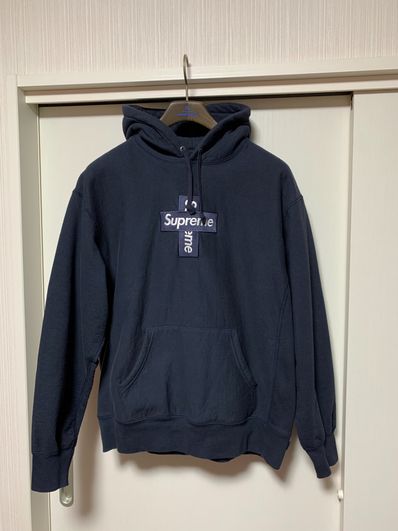 Supreme Cross Box Logo Hooded Sweatshirt "Navy"