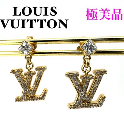 ルイヴィトン M01844 ピアス レディ LV モノグラム ゴールド ラインストーン