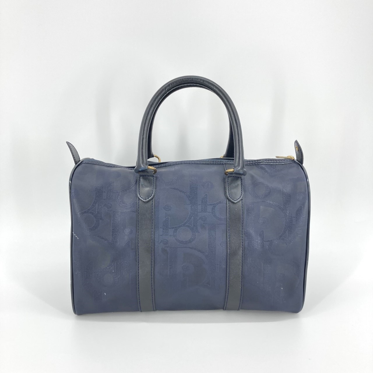 Christian Dior(クリスチャンディオール) トロッターデザイン レザー ミニボストンバッグ ネイビー