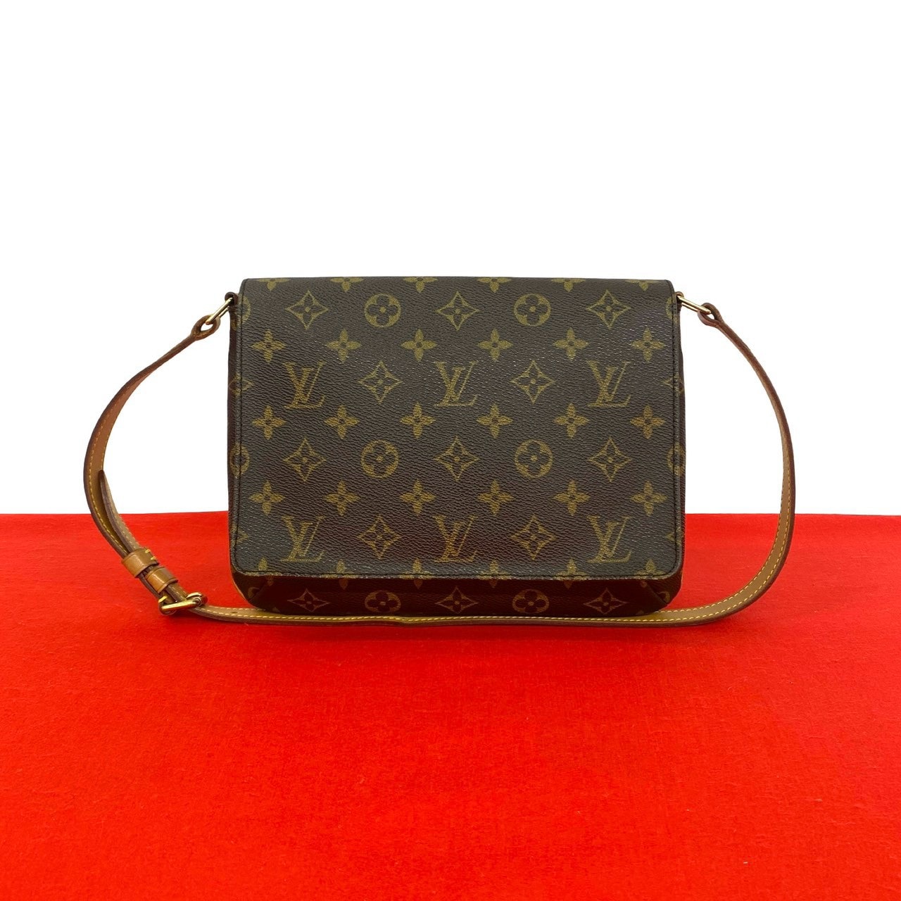 LOUIS VUITTON ルイヴィトン ミュゼットタンゴ モノグラム レザー PVC ショルダーバッグ ブラウン
 25575