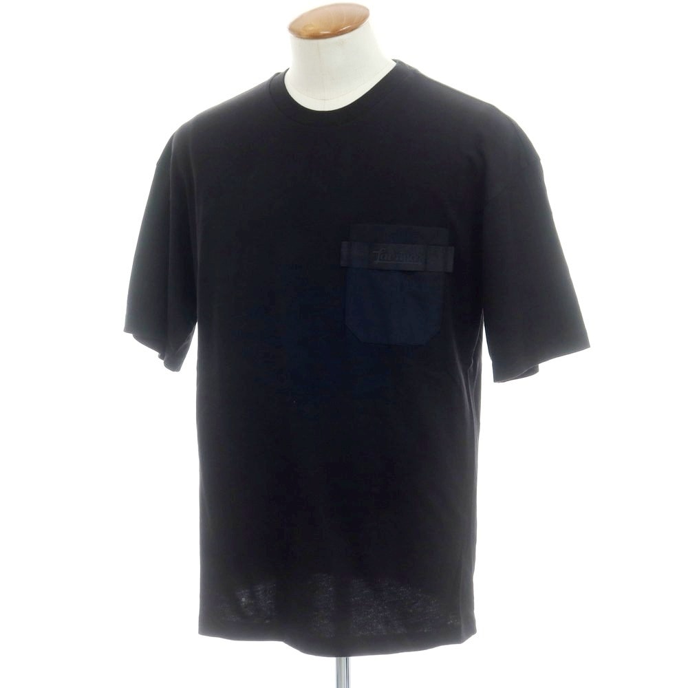 【中古】ヘルノ Herno コットン クルーネック ポケット 半袖Tシャツ ブラック【サイズ48】【メンズ】