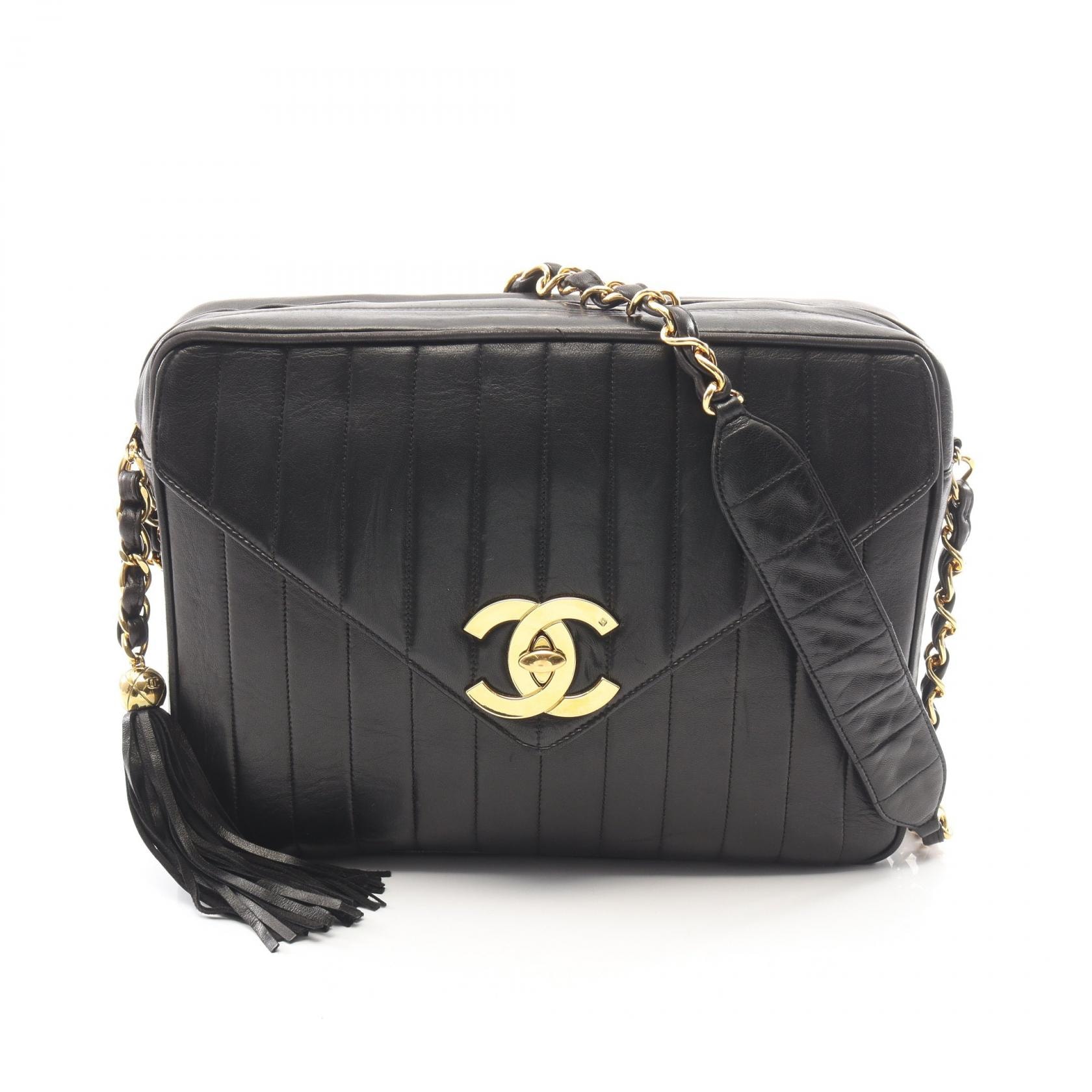 シャネル CHANEL マドモアゼル タッセル ショルダーバッグ バッグ ラムスキン(羊革) レディース ブラック系 【中古】