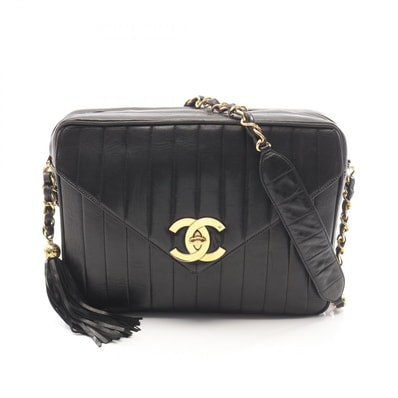 シャネル CHANEL マドモアゼル タッセル ショルダーバッグ バッグ ラムスキン(羊革) レディース ブラック系 【中古】