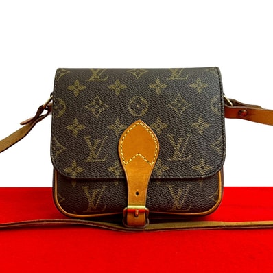 LOUIS VUITTON ルイヴィトン カルトシエール PM モノグラム レザー PVC ショルダーバッグ ブラウン
307-8