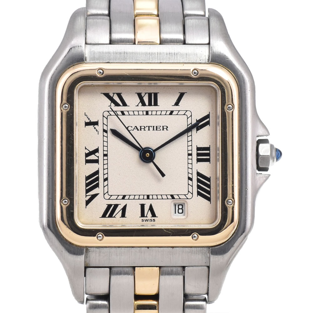 カルティエ CARTIER W25028B5 パンテール MM 1ロウ デイト アイボリー クォーツ ユニセックス 良品 腕時計 D#149614