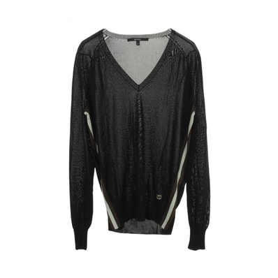 グッチ GUCCI インターロッキングG Vネック ニット 衣料品 トップス レーヨン レディース ブラック系 【中古】