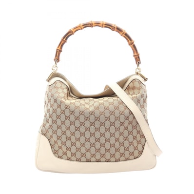 グッチ GUCCI ダイアナ バンブー 2WAY ショルダーバッグ バッグ キャンバス レザー レディース ベージュ系 / アイボリー系 282315 【中古】