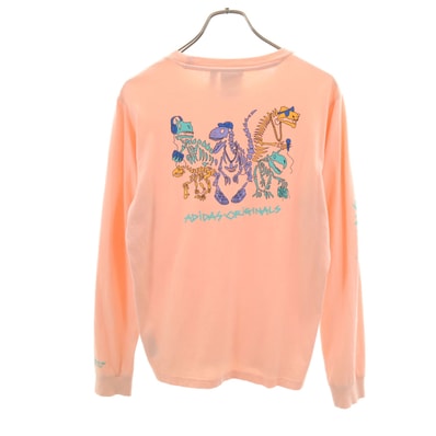 adidas Originals アディダスオリジナルス トレフォイルロゴ FUNNY DINO 長袖 Tシャツ M サーモンピンク ロンT