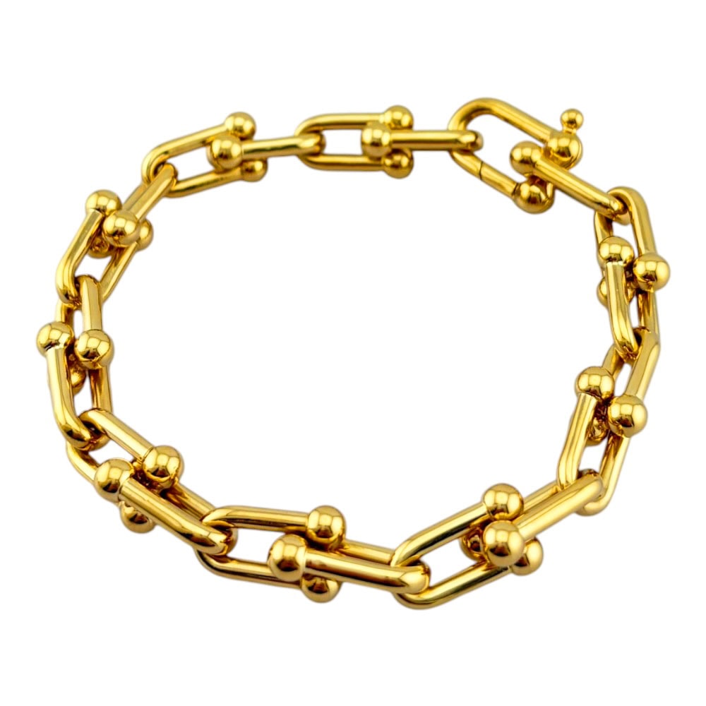 ティファニー ハードウェア ミディアムリンク ブレスレット 18金 K18イエローゴールド ユニセックス TIFFANY&Co.  中古