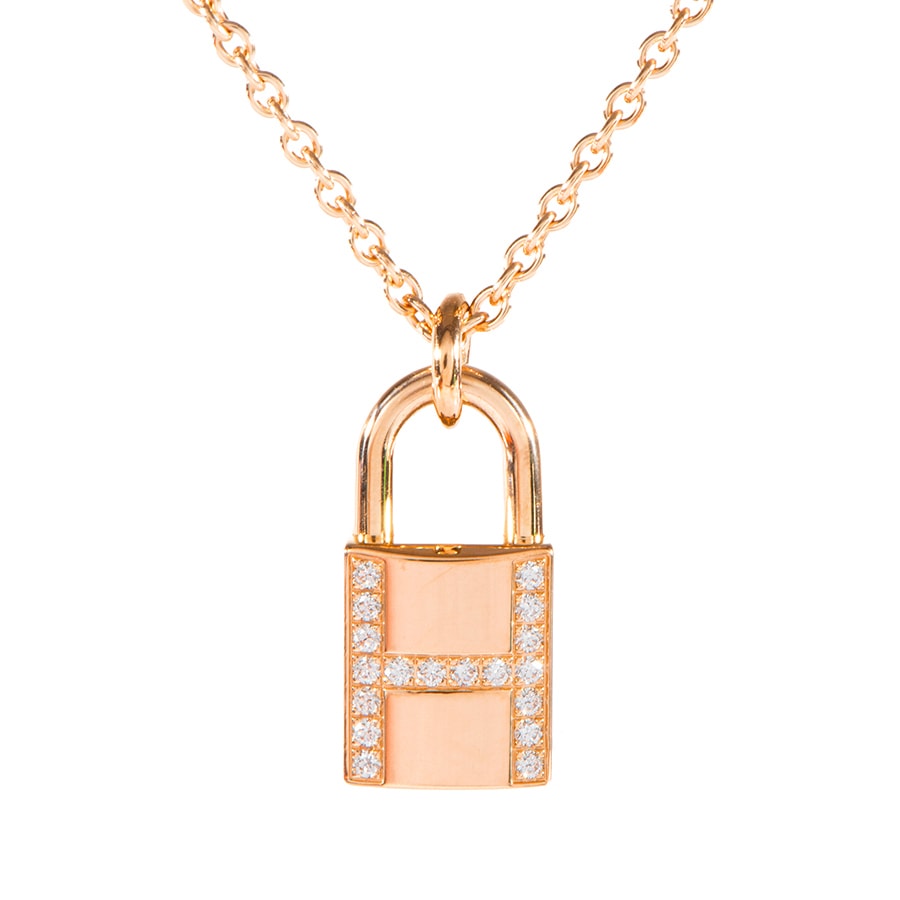 HERMES エルメス アミュレット カデナケリー ネックレス 121332B 00 ペンダント K18PG ダイヤモンド ピンク ゴールド【中古】