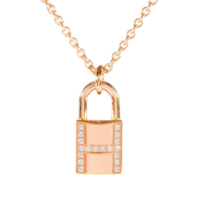 HERMES エルメス アミュレット カデナケリー ネックレス 121332B 00 ペンダント K18PG ダイヤモンド ピンク ゴールド【中古】