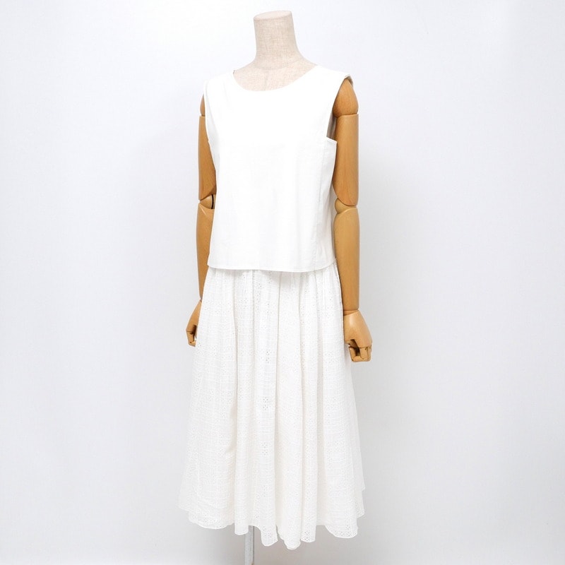 2022年製■FOXEY フォクシー ワンピース サイズ38 ノースリーブフレアワンピース ドレス+ノースリーブトップス ブランド古着【中古】20240701/RA0311