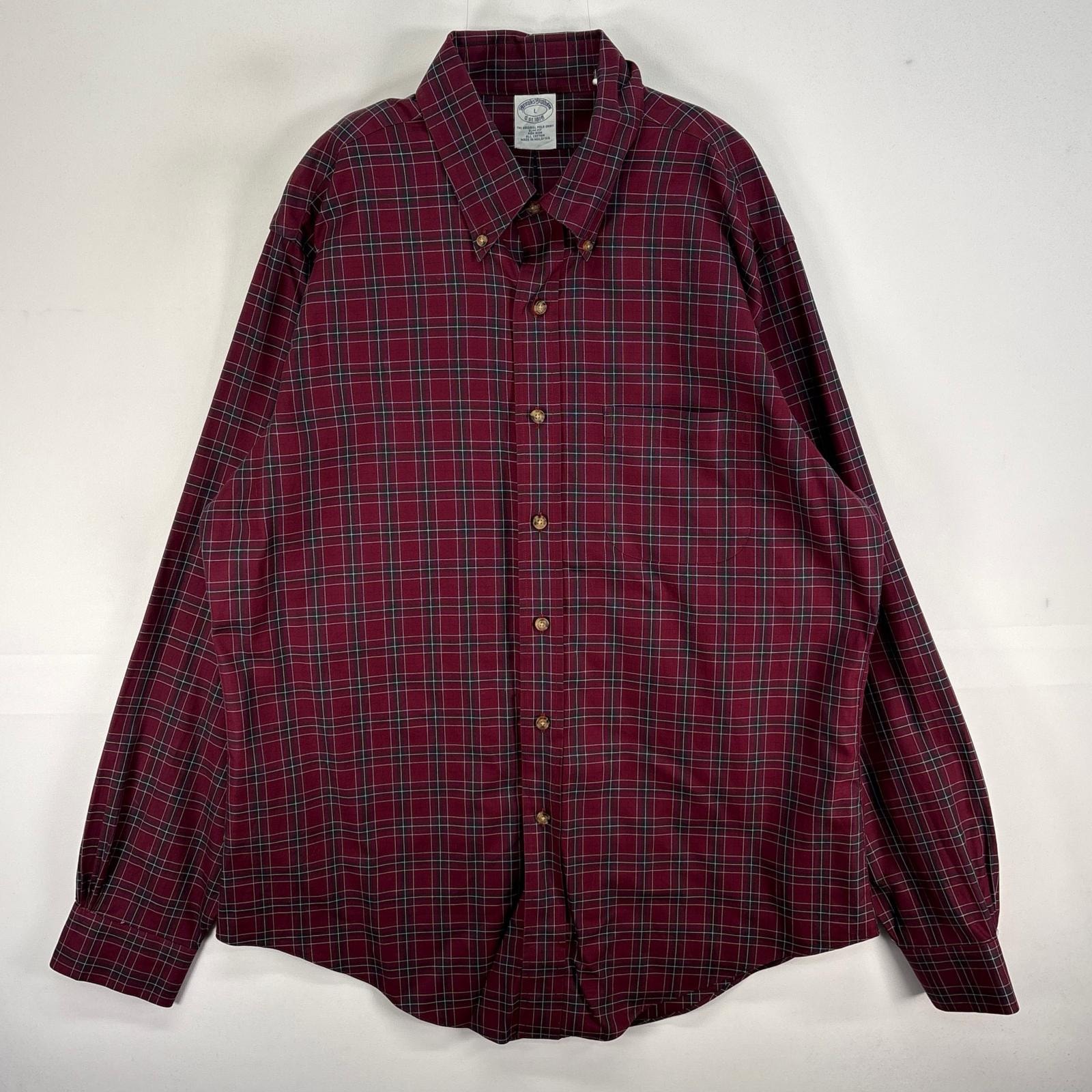 古着 ブルックスブラザーズ Brooks Brothers 長袖シャツ チェック 胸ポケ 1818 L ワインレッド系 マルチカラー メンズ
