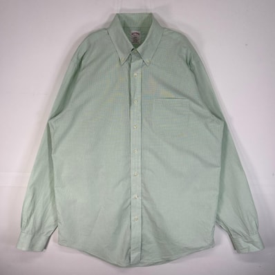 古着 ブルックスブラザーズ Brooks Brothers 長袖シャツ 346 胸ポケ ボタンダウン L グリーン系 チェック メンズ